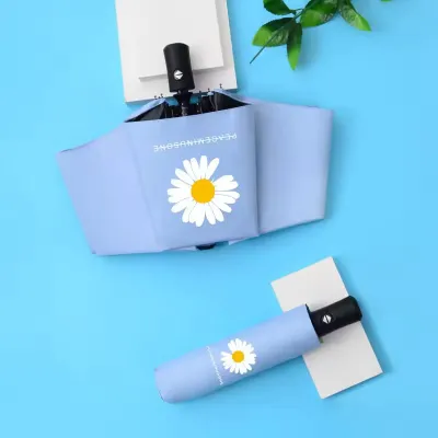 One Button Click Automatic On/Off Daisy Pattern Umbrella